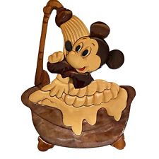 Vintage Mickey  Mouse Wood Carving Decor Bath Time Disney Rosewood picture