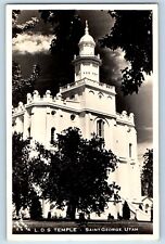 Saint George Utah UT Postcard RPPC Photo L D S Temple Building c1940's Vintage picture