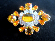 Outstanding Czech Vintage Style  Glass Rhinestone Button   Amber & Crystal picture