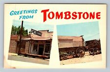 Tombstone AZ-Arizona, Greetings, OK Corral, Wagon, Antique Vintage Postcard picture