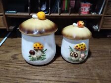 Vintage 1978 Sears Roebuck Mushroom Canisters 9 And 7 1/2 picture