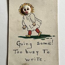 Antique Postcard Illustration Button Face Girl Ghost Spooky Cool 1912 Gardner picture