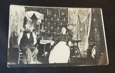 RPPC-Black and White Postcard-Victorian Couple in Living Room picture