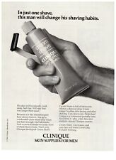 1986 Clinique Skin Supplies for Men Shaving Cream Vintage Print Advertisement picture