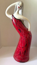 Signed Ceramic Hand Made / Painted Woman Sculpture 25 inch Flamenco Dancer  OOAK picture