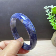 59.5mm Natural Blue Iolite Crystal Gemstone Bangle Bracelet Handmade AAA picture
