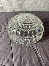 Vintage Mid Century Center Hole Clear Heavy Pressed Glass Light Shade 6.75” Wide picture