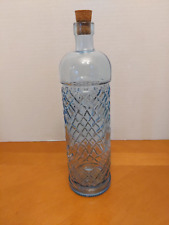 Vintage Blue Wine Bottle w/Diamond Design & Cork picture