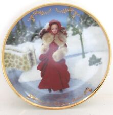 1997 Barbie Collectible Plate Victorian Elegance Hallmark Christmas Holiday Red picture