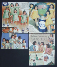 4 ORIGINAL DIONNE QUINTS MAG. ADS CIRCA 1937-38/CROPPED SIZE. EXC. /ONE OWNER picture