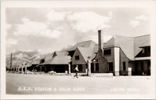 Jasper Alberta CNR Station & Colin Range Train Depot JA Weiss RPPC Postcard H7 picture