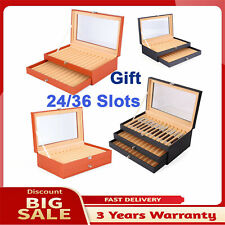 24/36 Slot Fountain Pen Leather Display Box 2-Layer Organizer Storage Collector picture