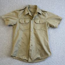 VTG US ARMY Khaki Uniform Short Sleeve Tan Shirt - Sz Small - See Pics picture