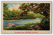 c1940 Greetings From Lake River Exterior Howard Kansas Vintage Antique Postcard picture