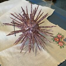 Vintage Large Pink Glitter Sputnik Shaped Christmas Ornament Rare picture