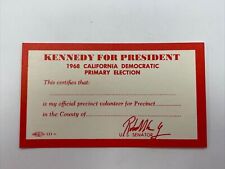 VINTAGE 1968 ROBERT KENNEDY PRESIDENTIAL PRESIDENT PRIMARY ELECTION CARD picture