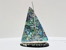 Handcrafted Genuine Paua Shell Sailboat By Fiordland Made In New Zealand 8.5