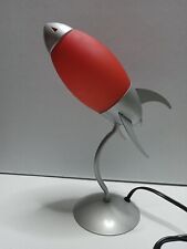 Silver Retro Rocket Lamp w/ Red Glass Shade picture