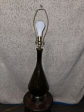 Vintage MCM Smoke Optic Swirl Glass Lamp w/ Brass Color Base picture