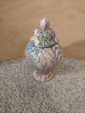 Vintage Multicolor Porcelain Ceramic Handpainted Jar Vase picture