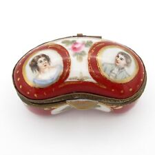 Antique Hand Painted George and Martha Bean Shaped Porcelain Box  picture