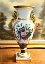 Large Antique Porcelain Hand Painted Vase French Empire Style Caryatid Handles picture