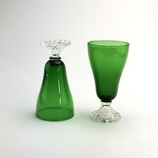 Vintage Anchor Hocking, Green Water, Goblets Glass 7 Inches Tall  Set of 9 picture