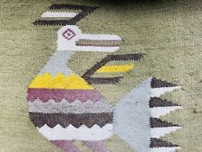 Vtg Zapotec Bird Handmade Mexican Wool Weaving Native Art 14” X 14” Wall Hanging picture