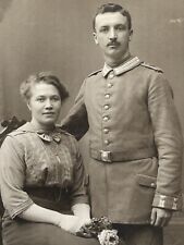 German WW1 Era Photo Soldier in Uniform w/ Frau - Karlsruhe, Baden-Württemberg picture