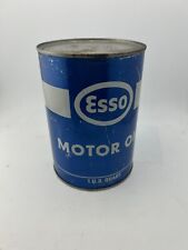 Vintage Old NOS Original Blue Esso Motor Oil U.S. One Quart Metal Tin Can Full picture