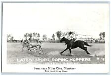 c1940's Coles Exaggerated Roping Grasshopper Horse Cowboy MT RPPC Photo Postcard picture