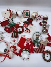 Vintage Kitschy Christmas Mixed Lot Decor Ornaments Metal Felt Mice Stocking C16 picture