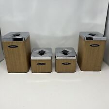 Vintage MCM Kitchen Supplies Canisters Chrome Queen Line picture