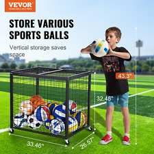 VEVOR Rolling Sports Ball Storage Cart, Lockable Basketball Cage with Double Lid picture