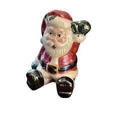 Vintage Santa Claus Iridescent Glossy Ceramic Figurine 3” Christmas Decoration picture