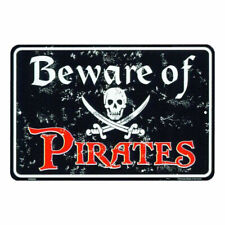 Beware of Pirates Metal Sign 8x12 picture