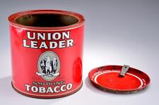 Vintage Union Leader Smoking Tobacco Tin Can 14oz Empty picture