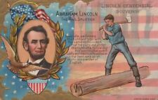 Patriotic Postcard Abraham Lincoln The Railsplitter 1809-1909 Centennial picture