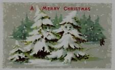 Rare ~Anthropomorphic Christmas Trees with Faces ~Antique Fantasy Postcard picture