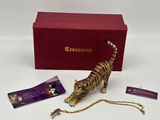 Vintage Bridgton Enameled Tiger Trinket Box & Tiger Necklace w/ Box picture