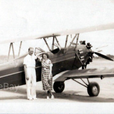 Vintage 1940s Woman Man Airplane Preparing For The Flight Photograph picture