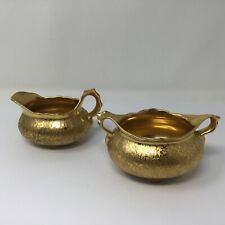 Fraunfelter China Ceramic Sugar and Creamer 24k Gold PERFECT picture