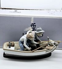 Lladro Fishing with Gramps Porcelain Figurine 5215 with Wood Base and Box picture