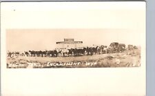 WAGON TRAIN ENCAMPMENT wyoming wy real photo postcard rppc pioneer settlers picture