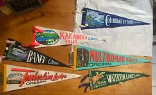 Lot Of 6 Vintage Felt Souvenir Travel Pennants From Oregon and Canada picture
