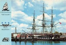 Postcard USS Constitution Old Ironsides and Bunker Hill Monument Boston, MA picture
