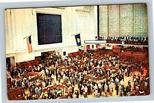 New York Stock Exchange Trading Floor In Action, New York City Vintage Postcard picture