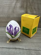Goebel Vtg 1983 Purple Crocus Porcelain Annual Egg &Stand West Germany 6th Ed picture