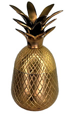 Vintage Solid Brass Pineapple Container Hollywood Regency Style MCM Midcentury picture