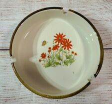 Vintage Mid Century Modern MCM Ashtray Floral Butterfly Made In Japan 4.75
